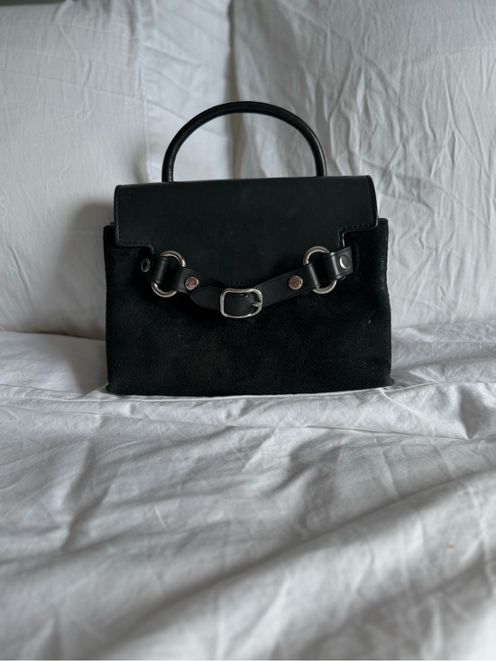 Alexander Wang Handbags - Alexander Wang Black Italian Leather Suede Buckle Top Handle Flap Attica Kelly